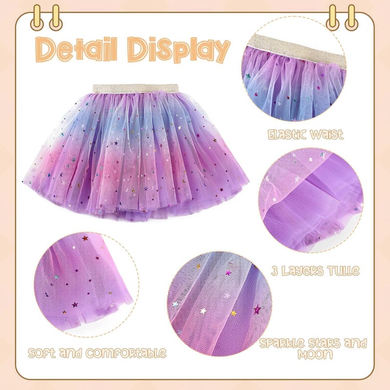 Revkokmx Girls Layered Rainbow Tutu Skirt Dance Dress Ruffle Tiered Clubwear - Image 2
